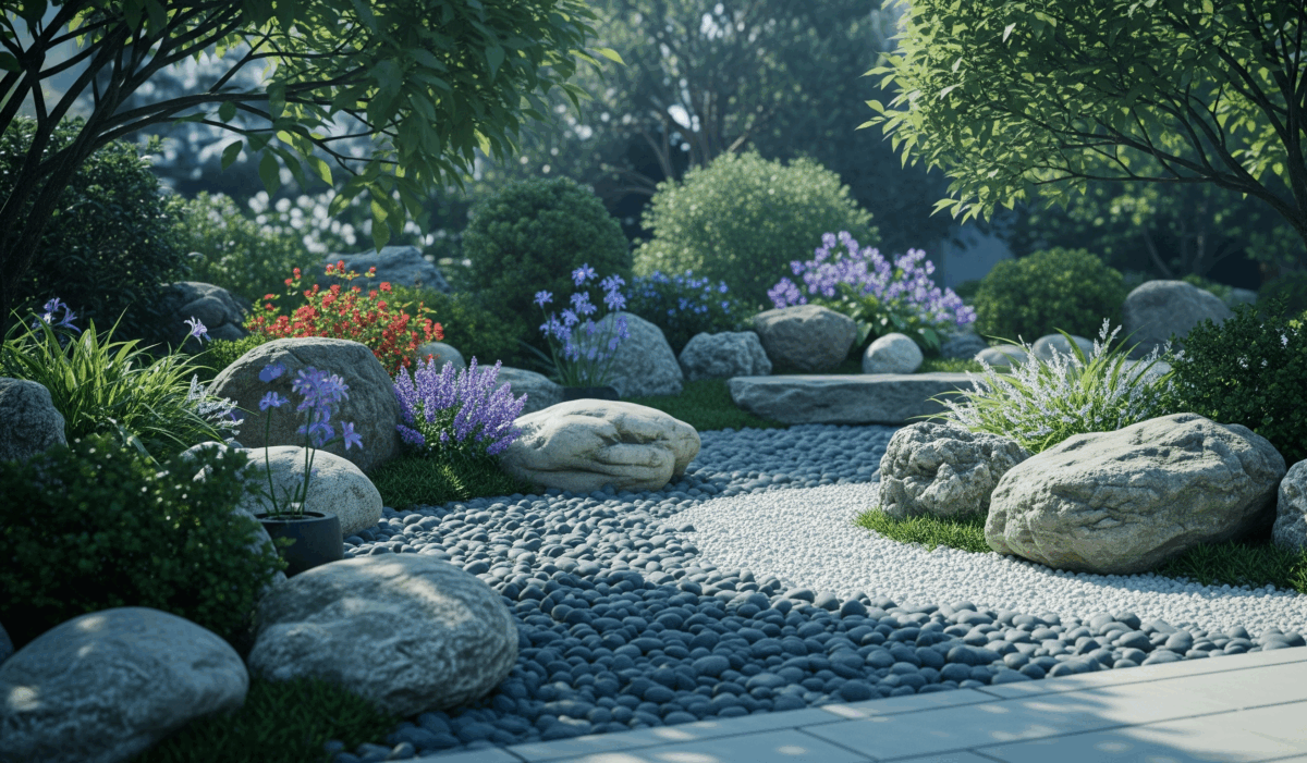 idee come decorare il giardino con i sassi​