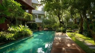 piscina con giardino