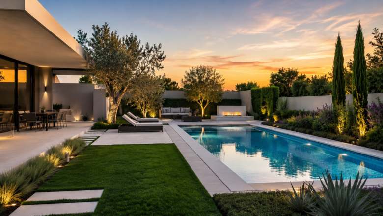 Giardino con piscina